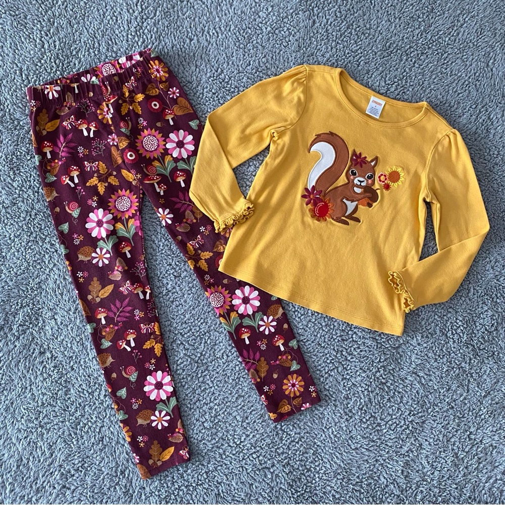 Gymboree Girls size 7 Outfit Fall Squirrel Nature
